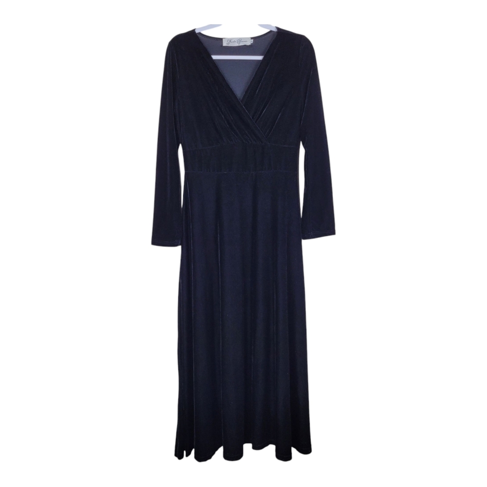 Hopeless Romantic Black Velvet Maxi Dress Long Sleeve Size L Large Gothic Witch